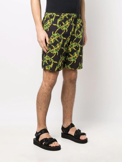 Msgm Shark Chain-print Bermuda Shorts In Black