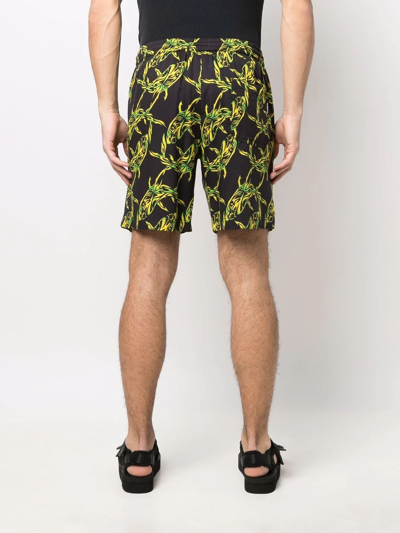 Msgm Shark Chain-print Bermuda Shorts In Black