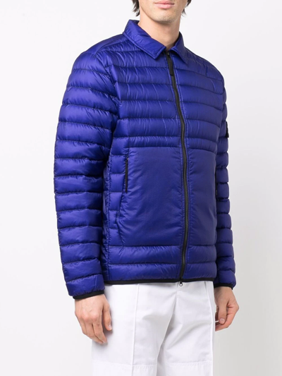 Shop Stone Island Compass-patch Padded Jacket In Blue