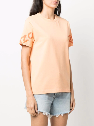 Shop Kenzo Logo-print Cotton T-shirt In Orange