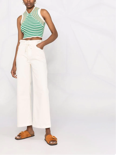 Shop Paige Drawstring Waistband Jeans In Neutrals