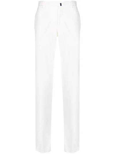 Shop Incotex Slim-cut Cotton Trousers In Weiss