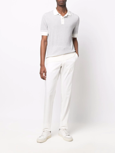 Shop Incotex Slim-cut Cotton Trousers In Weiss