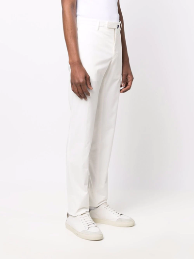 Shop Incotex Slim-cut Cotton Trousers In Weiss
