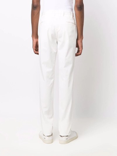 Shop Incotex Slim-cut Cotton Trousers In Weiss