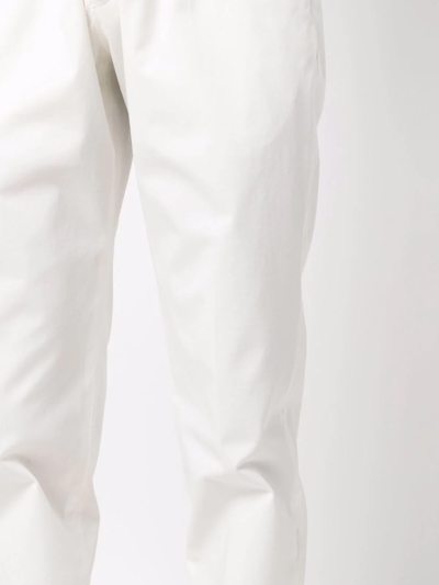 Shop Incotex Slim-cut Cotton Trousers In Weiss