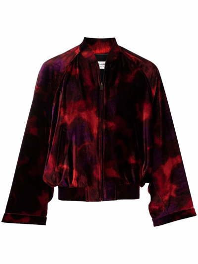 Shop Saint Laurent Zip-up Velvet Jacket In Rot
