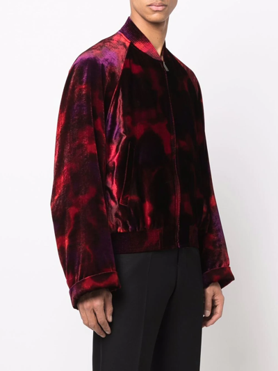 Shop Saint Laurent Zip-up Velvet Jacket In Rot