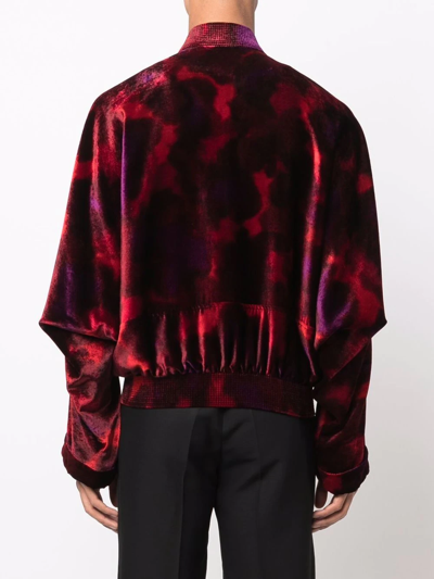 Shop Saint Laurent Zip-up Velvet Jacket In Rot