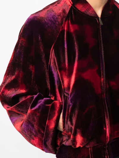 Shop Saint Laurent Zip-up Velvet Jacket In Rot