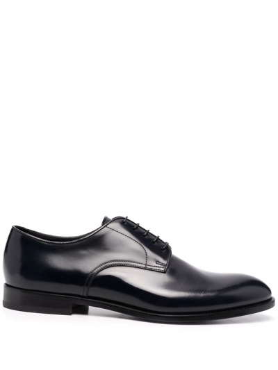 Shop Doucal's Almond-toe Leather Derby Shoes In Blau