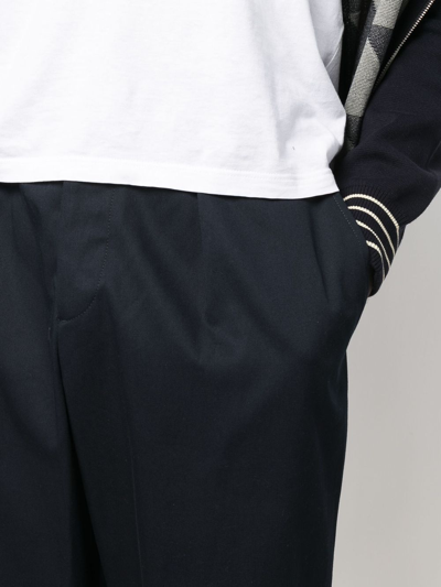 Marni Navy Cropped Drawstring Trousers In Blue