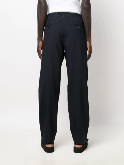 Shop Marni Straight-leg Wool Suit Trousers In Blue