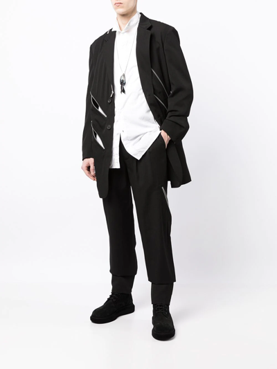 Shop Yohji Yamamoto Zip-embellished Single-breasted Blazer In Black