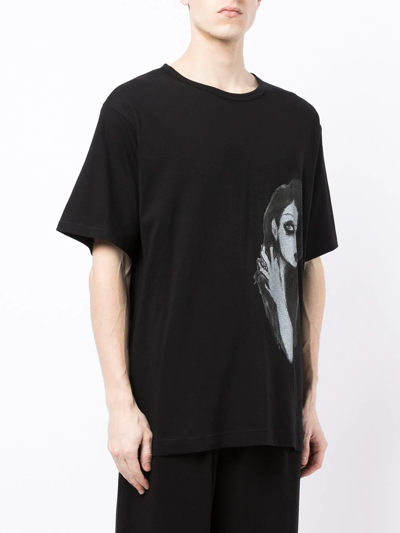 Shop Yohji Yamamoto Graphic-print T-shirt In Black