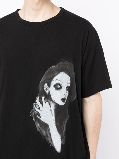 Shop Yohji Yamamoto Graphic-print T-shirt In Black