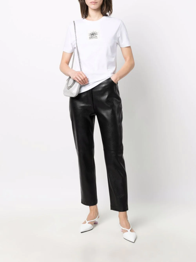 Stella Mccartney Logo Label Cotton Jersey T-shirt In Weiss
