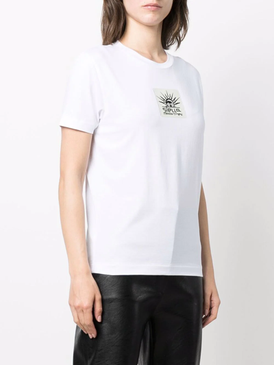 Stella Mccartney Logo Label Cotton Jersey T-shirt In Weiss