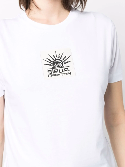 Stella Mccartney Logo Label Cotton Jersey T-shirt In Weiss