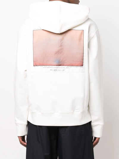 Oamc Abstract Print White Hoodie In White