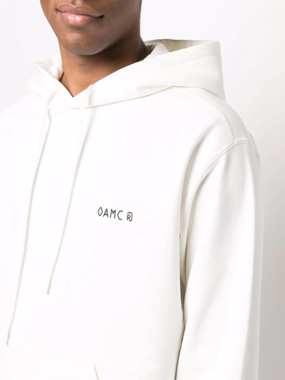 Shop Oamc Abstract-print Hoodie In White