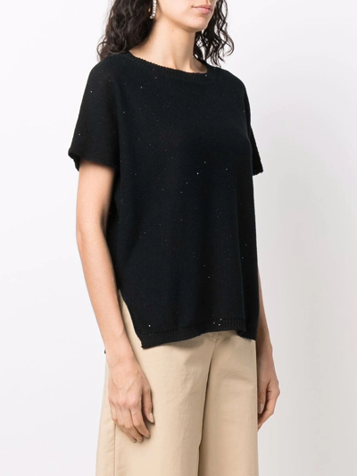 Shop Fabiana Filippi Side-slit T-shirt In Schwarz
