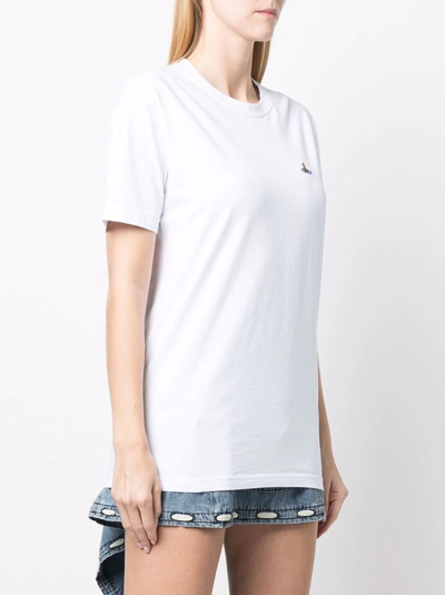 Shop Vivienne Westwood Orb-embroidered Organic Cotton T-shirt In White