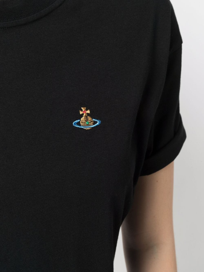 Shop Vivienne Westwood Orb-embroidered Organic Cotton T-shirt In Black