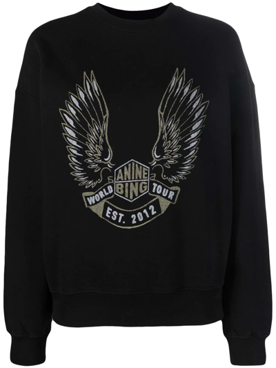 Anine Bing Kenny Sweatshirt Panther In Vintage Black | ModeSens