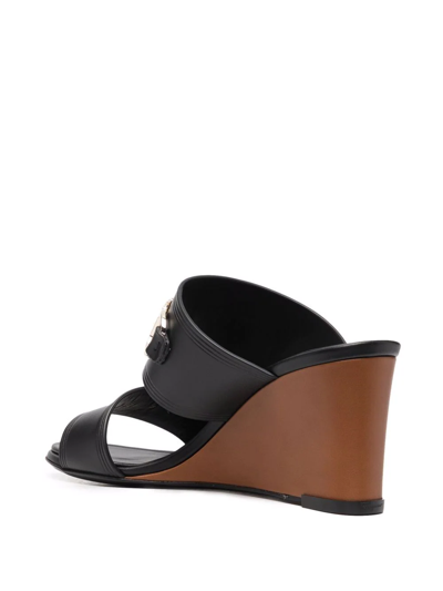 Ferragamo Horsebit-detail Open Toe Sandals In Schwarz