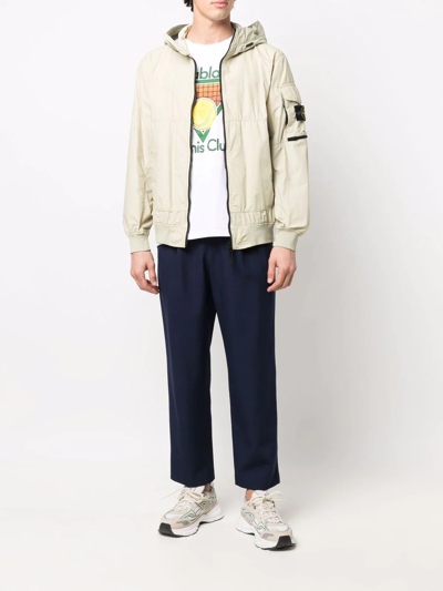 Stone Island Compass Badge Lightweight Hooded Jacket In Green