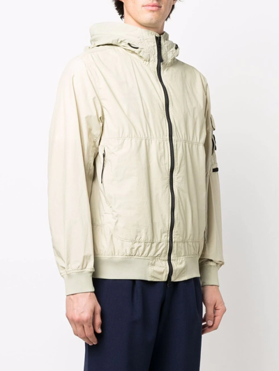 Stone Island Compass Badge Lightweight Hooded Jacket In Green