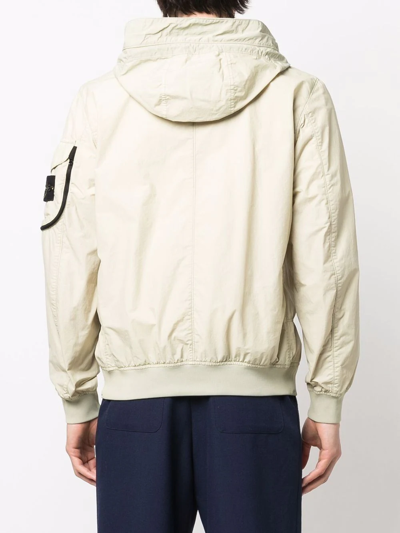 Stone Island Compass Badge Lightweight Hooded Jacket In Green