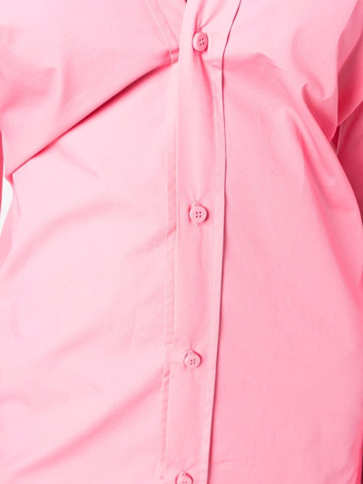Attico Exaggerated Sleeve Button-down Mini Dress In Pink