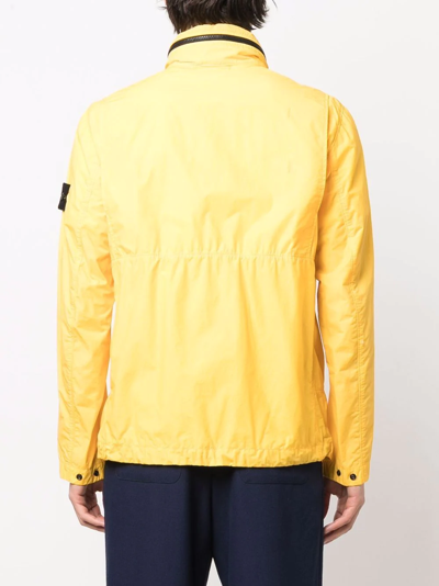 Stone Island Compass-patch Zip-up Jacket In Yellow
