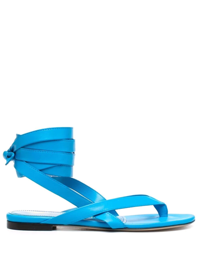 Shop Attico Beth Flat Thong Sandals In Blue
