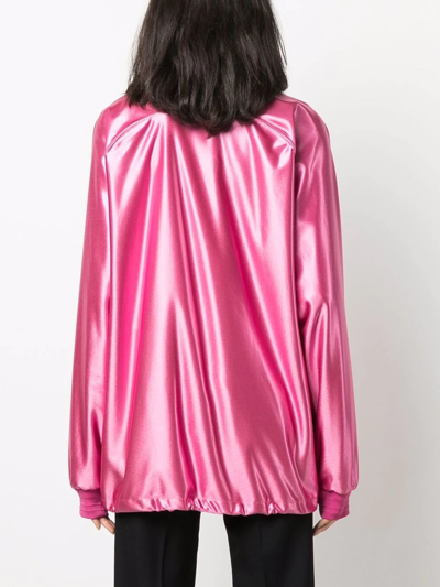 Shop Khrisjoy Logo-print Metallic Bomber Jacket In Pink