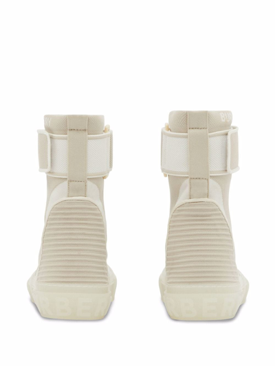 Shop Burberry Sub-high Top Sneakers In Nude