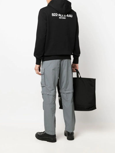 Alyx Logo-print Rib-trimmed Hoodie In Schwarz