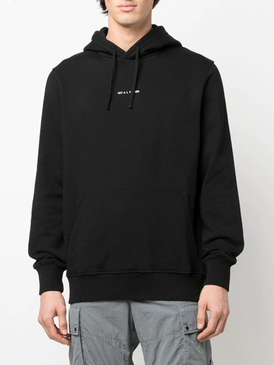 Alyx Logo-print Rib-trimmed Hoodie In Schwarz