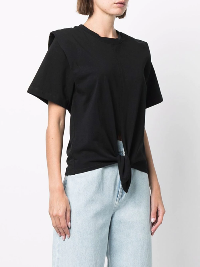 Shop Isabel Marant Cropped Tie-fastening T-shirt In Schwarz