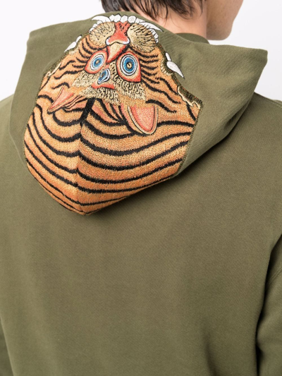 Shop Maharishi Tiger-print Pullover Hoodie In Green