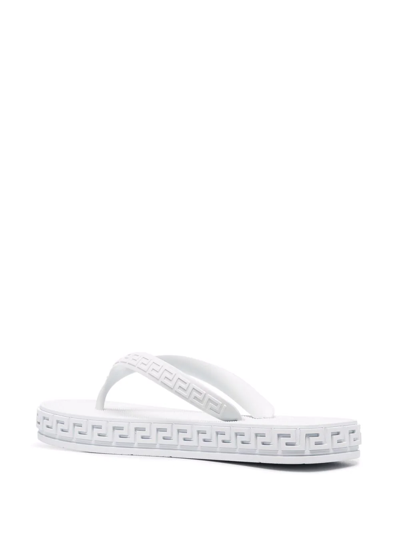 Shop Versace Greca-debossed Flip Flops In Weiss