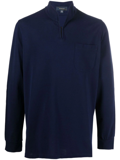 Shop Sease Ellen Long-sleeve Polo Shirt In Blau
