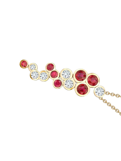 Pragnell 18kt Rose Gold Bubble Ruby Diamond Pendant Necklace In Pink