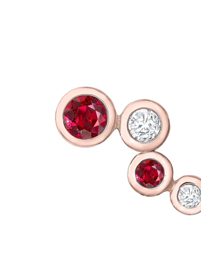Shop Pragnell 18kt Rose Gold Bubbled Ruby And Diamond Earrings In Pink