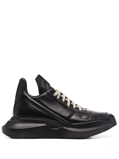 Shop Rick Owens Polished-finish Lace-up Sneakers In Schwarz