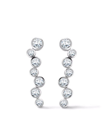 Shop Pragnell 18kt White Gold Bubbles Diamond Drop Earrings In Silver