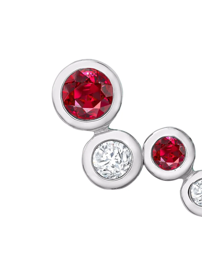 Pragnell 18kt White Gold Bubbles Diamond And Ruby Earrings In Silver