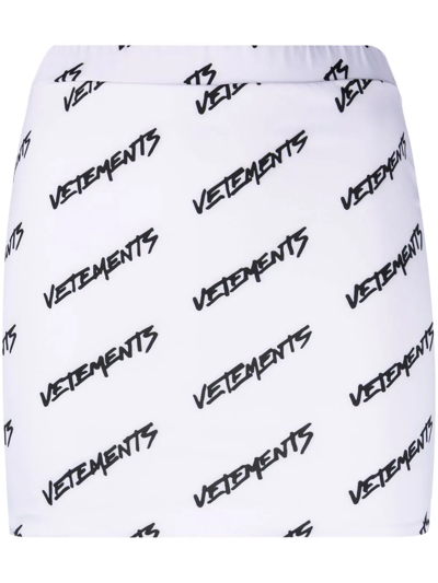 Shop Vetements Logo-print Slip-on Fitted Skirt In Weiss